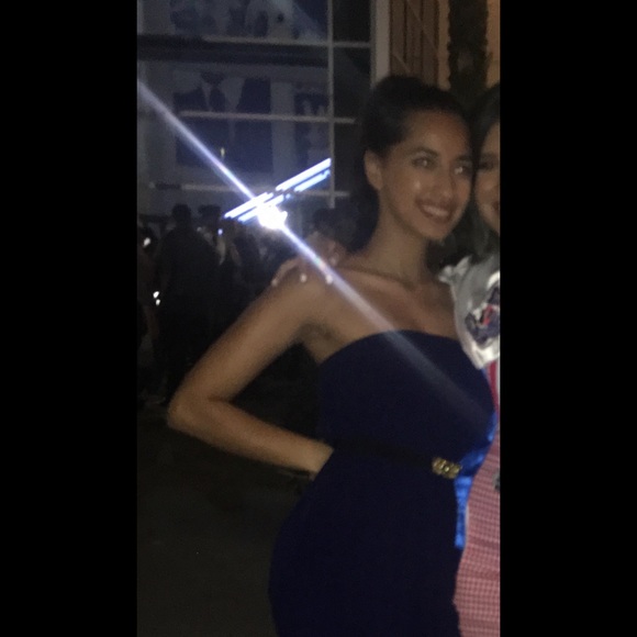 Palazzo jumpsuit in navy blue with pockets - Picture 4 of 8